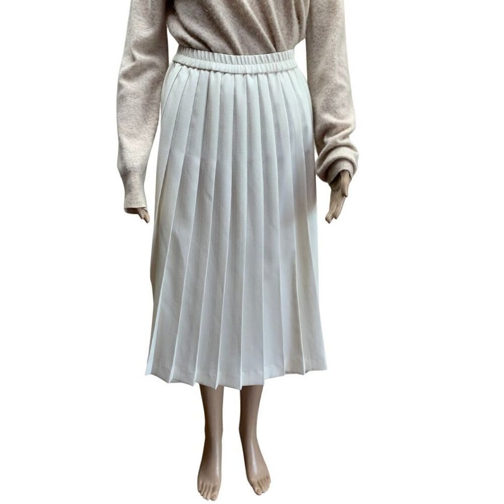 Vintage 90s Pleated A-Line Mid-Calf Skirt Small